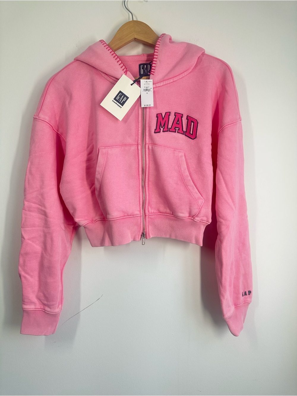 NWT Gap x Madhappy Mad Full Zip Cropped Hoodie Pink, Small